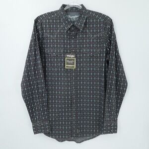 Wrangler Retro Shirt‎ Mens Large Tall Blue Aztec Print Snap Western Cowboy Rodeo
